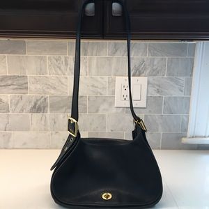 Vintage Coach Black Leather Bag